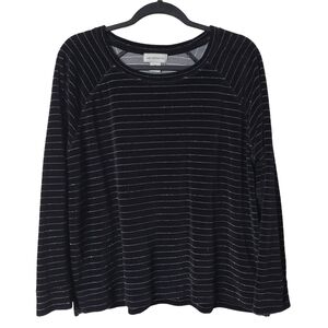 Liz Claiborne Black and Silver Striped Sweater Size XL